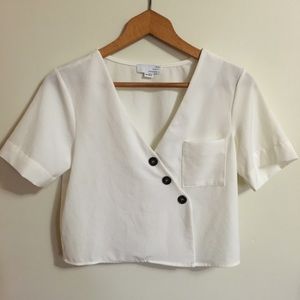 😍White satin crop top